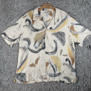 Jason Wu Linen Blend Shirt Men’s Large Short Sleeve Abstract Hawaiian Summer